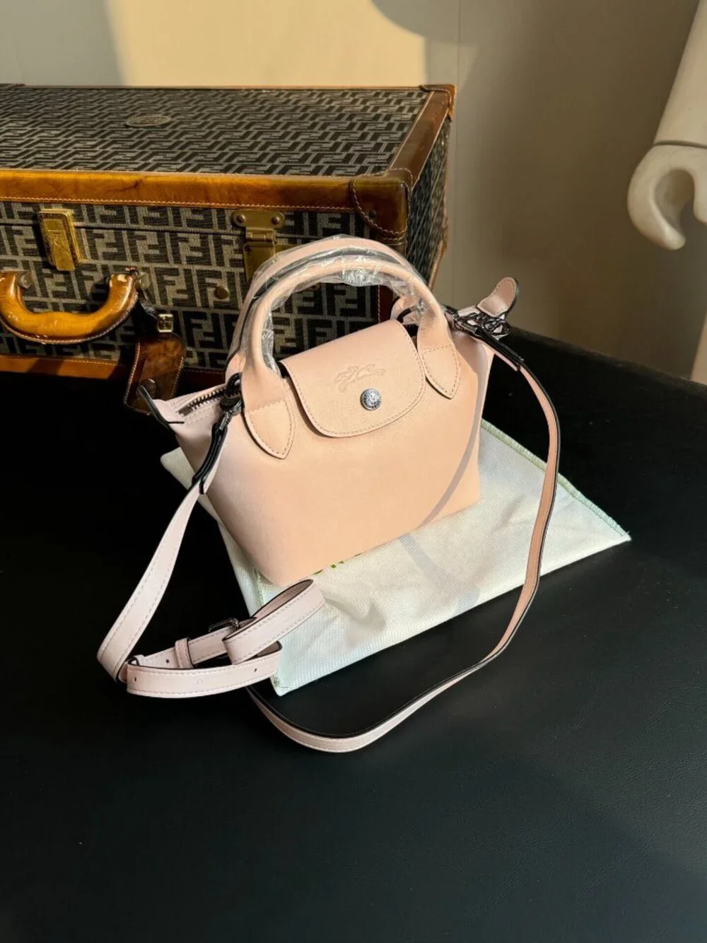 Longchamp Le Pliage XS Mini Pink Smooth Full Leather Handbag